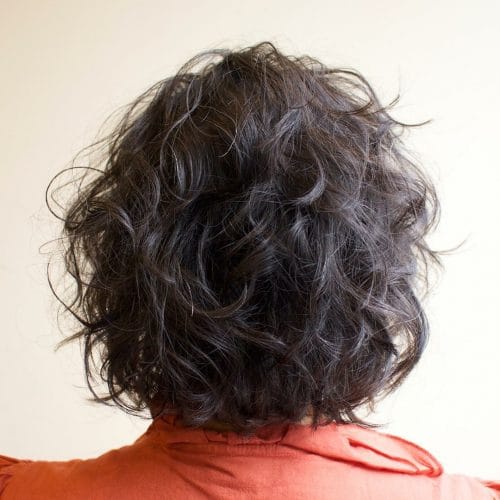 Messy Curly Bob for Thick Hair