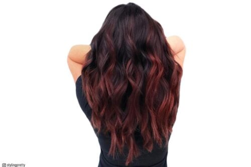 black hair with red highlights