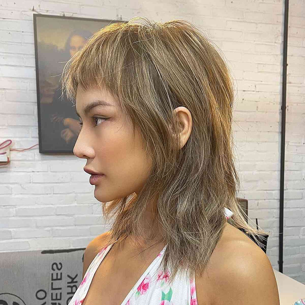 bleach blonde wolf cut