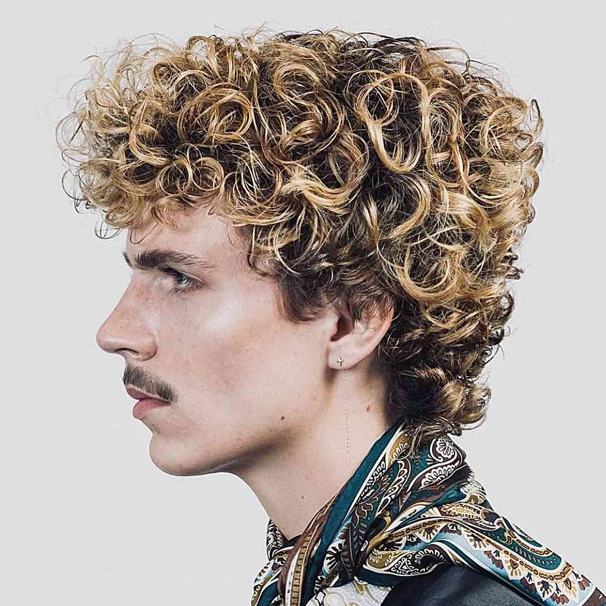 Blonde Highlighted Curls for Men