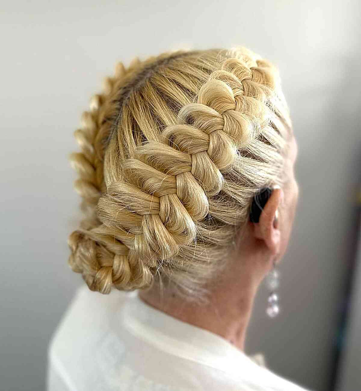 Blonde Jumbo Dutch Braids Updo