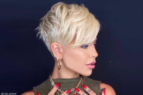 blonde pixie cut