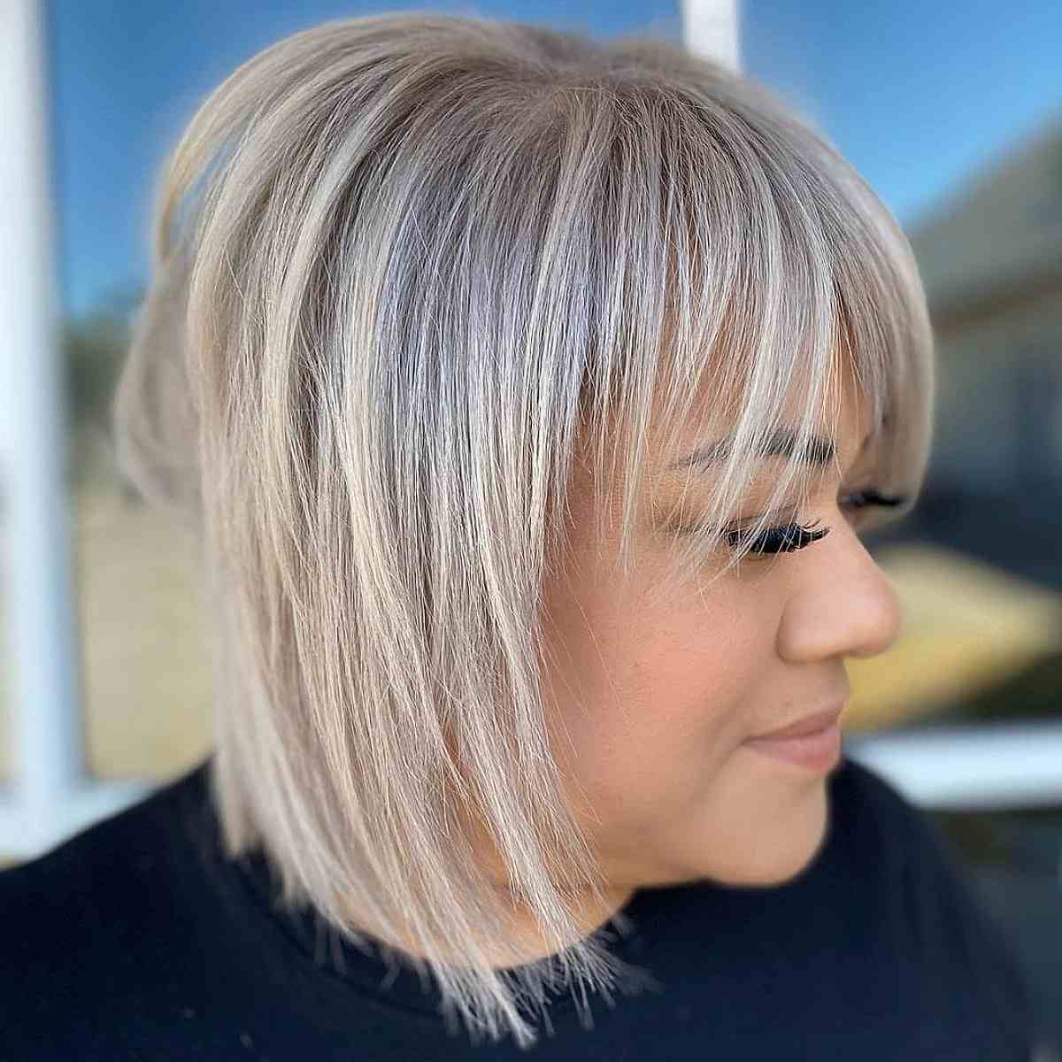 Blonde Wispy Thin Hair with Wispy Bangs