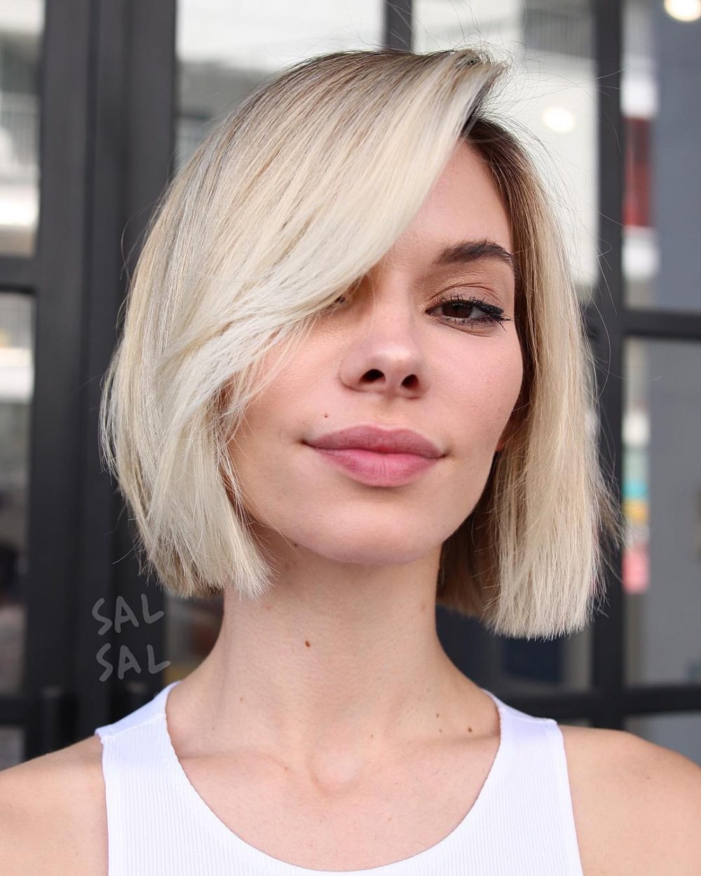 blunt bob with side fringes