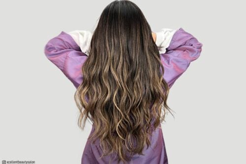 Brown hair with caramel highlights