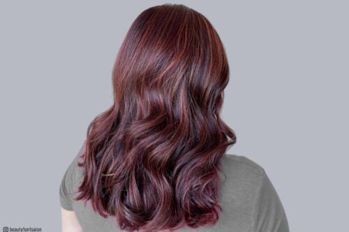 Brown hair with red highlights