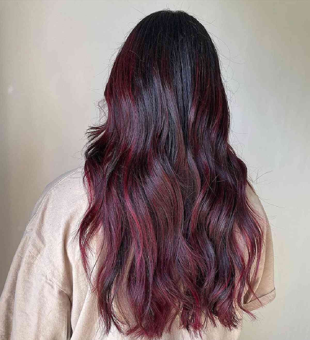 Gorgeous Burgundy Balayage on Black Hair