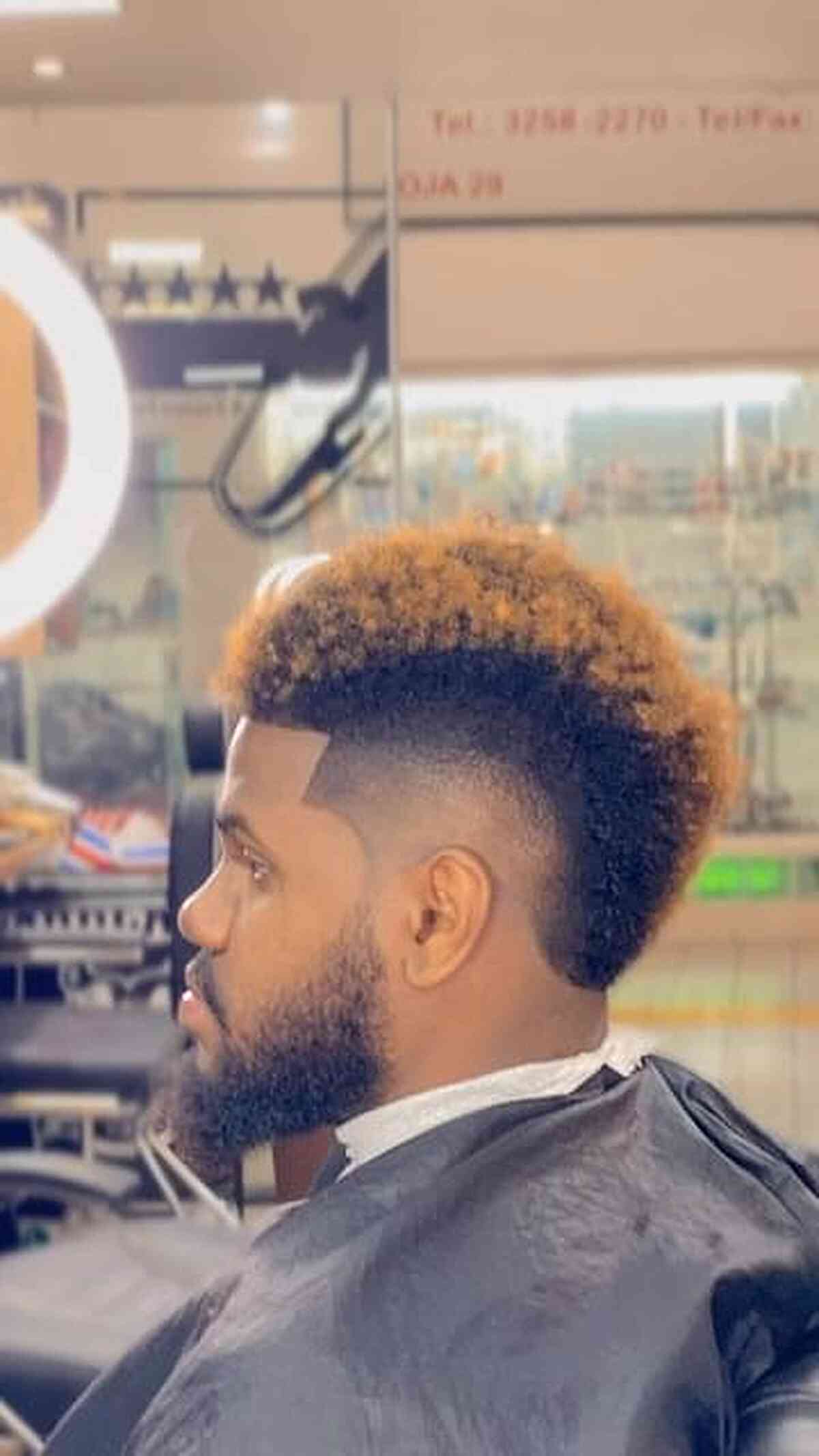 Burst Fade Mohawk for Black Men