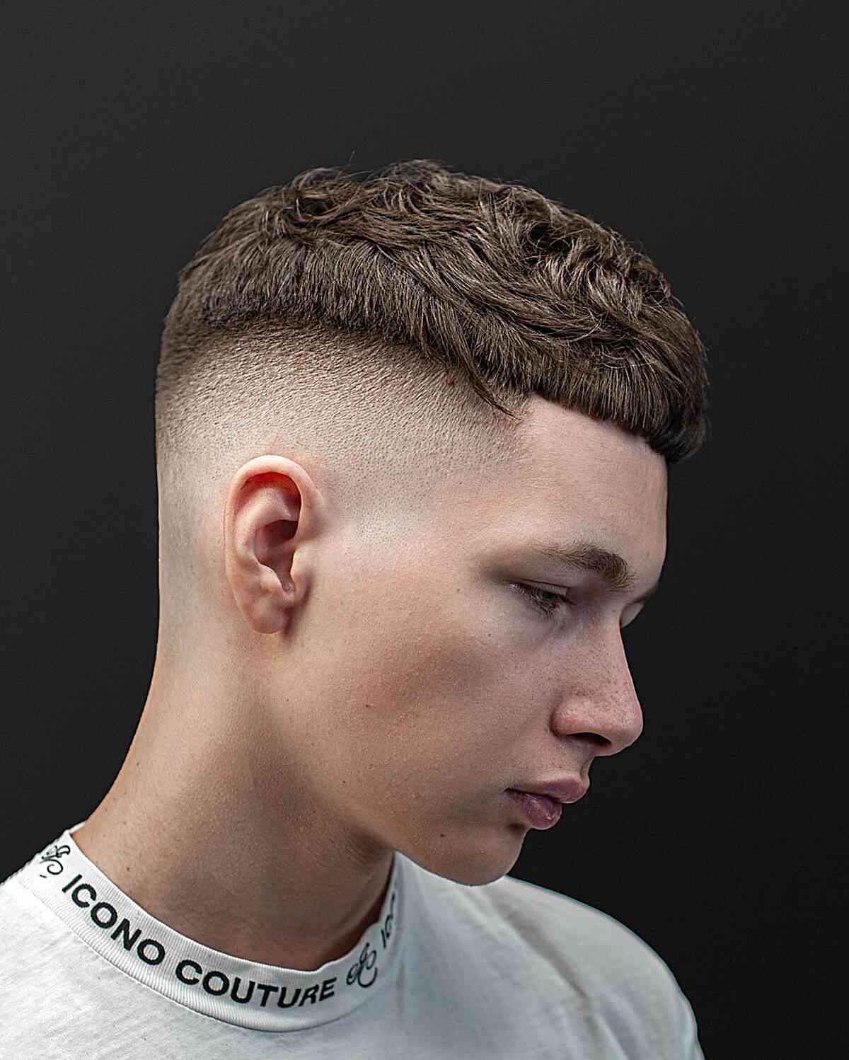 Caesar Cut with a High Fade for Teen Boys