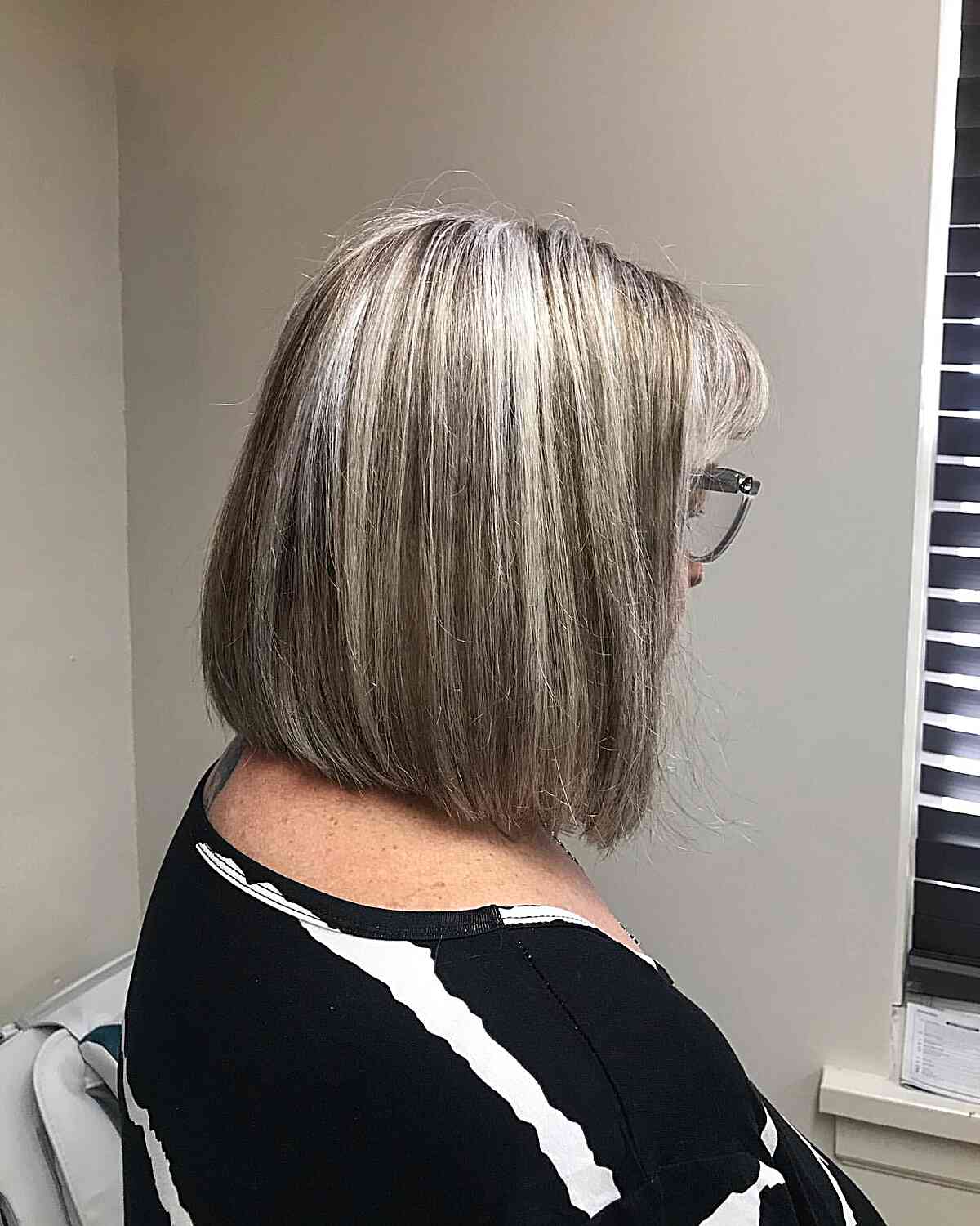 Chunky Lowlights for Grey Lob on Mature Women