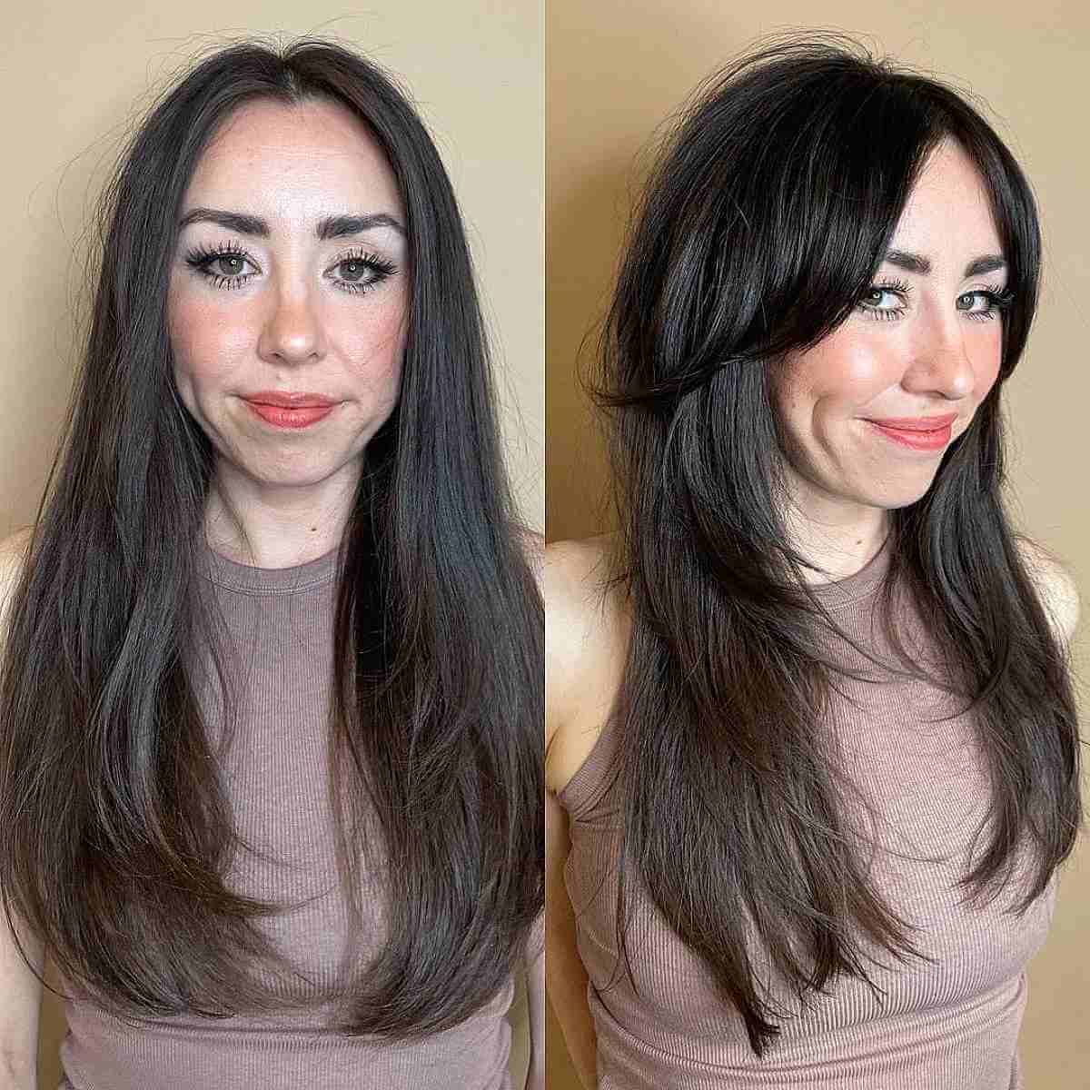 Classic Curtain Bangs on Long Straight Hair