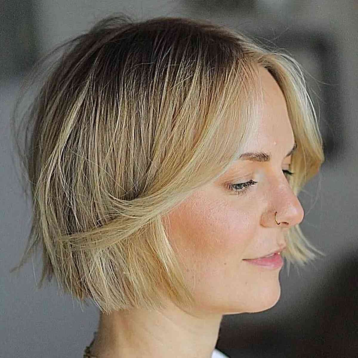 Cute Layered Bob with No Bangs for Thin Hair