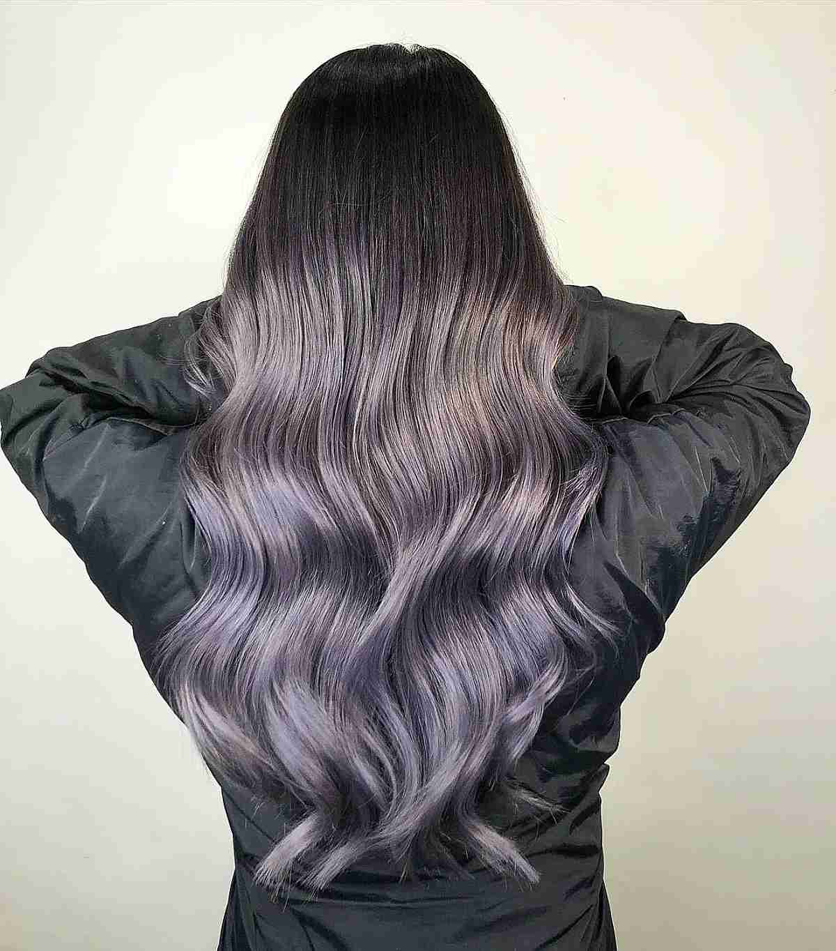 Dark Ash Silver to Purple Ombre