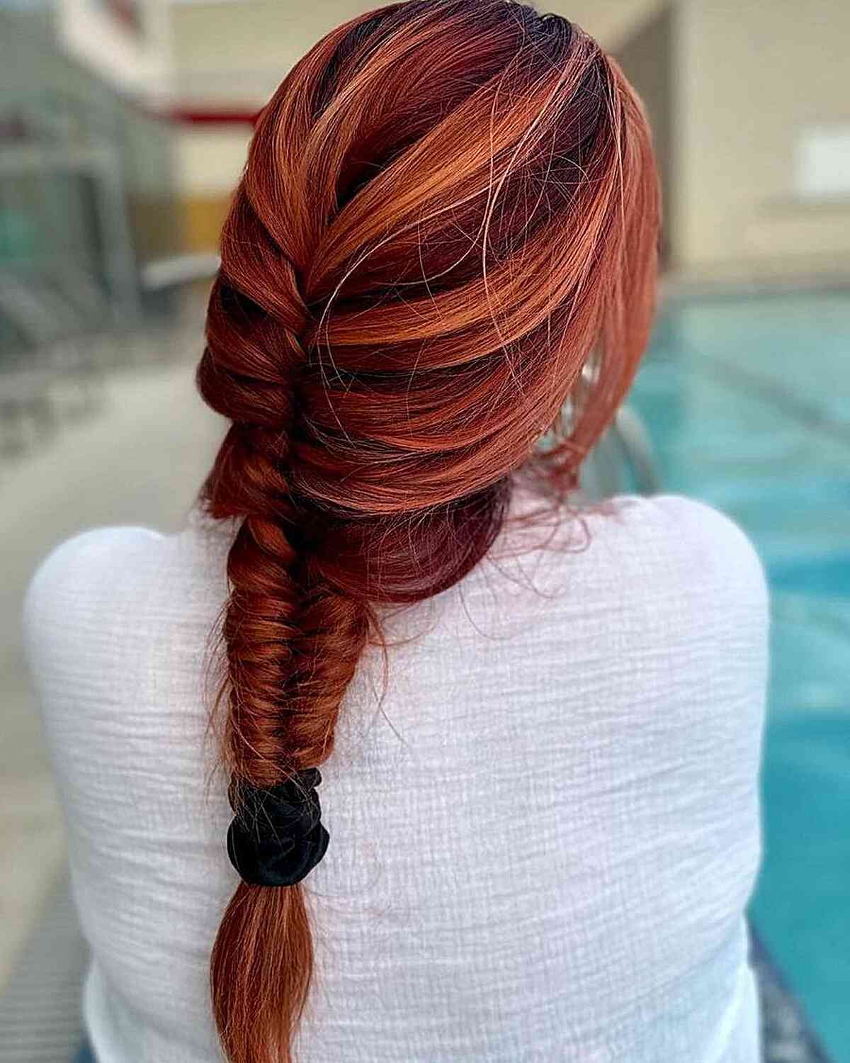 Dark Auburn Mermaid Braid Ponytail