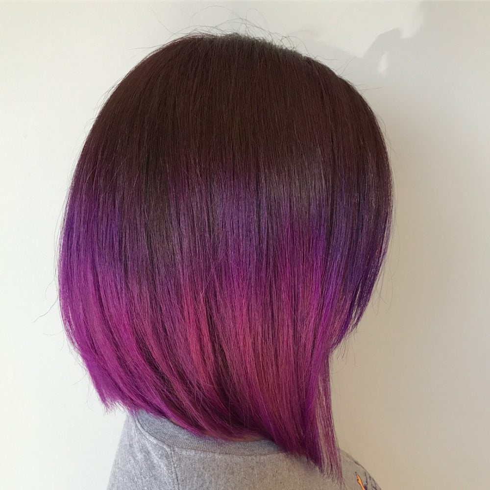 Transitional Dark Auburn to Bright Plum Ombre