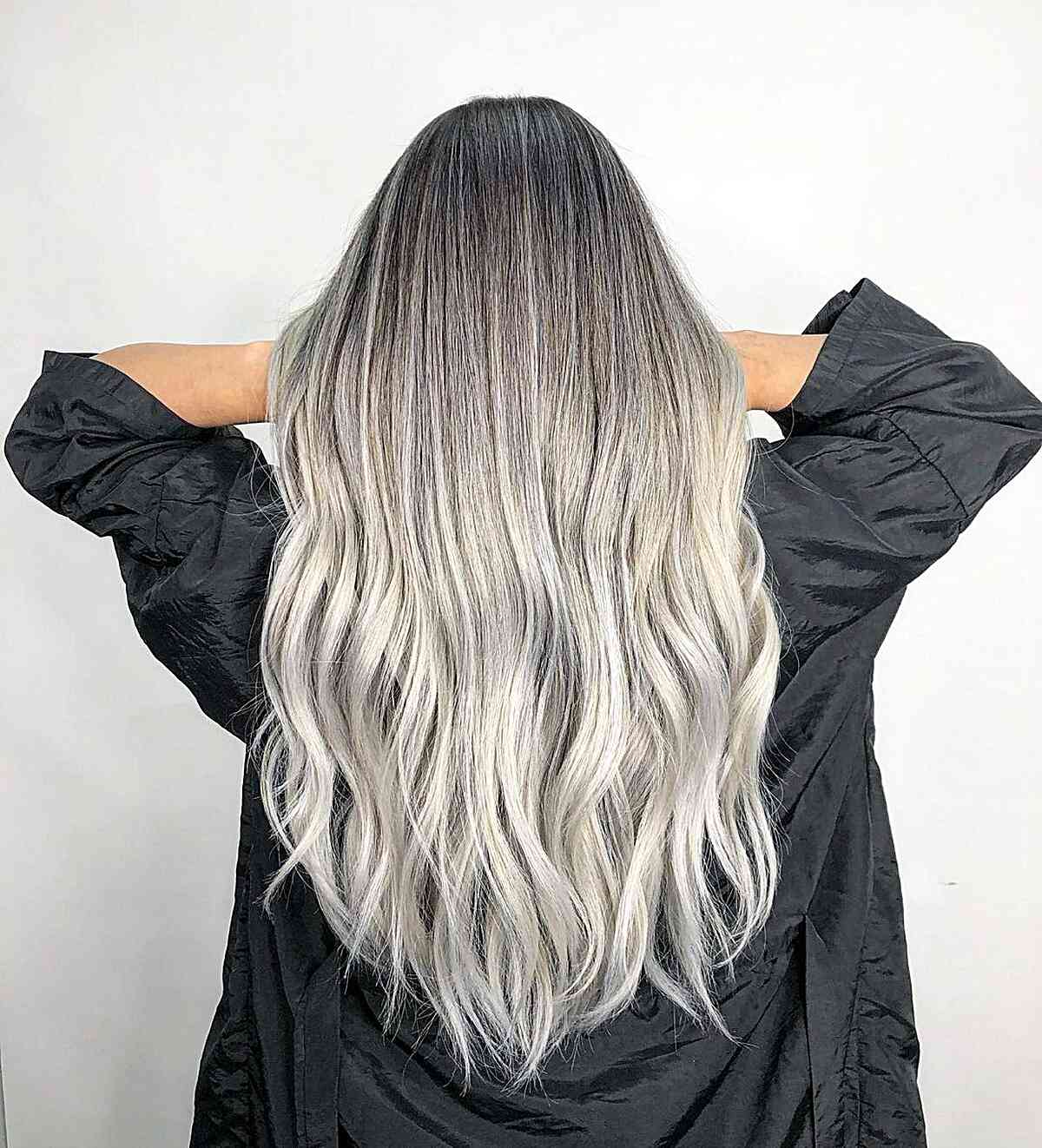 Gorgeous Dark to Icy White Balayage Ombre