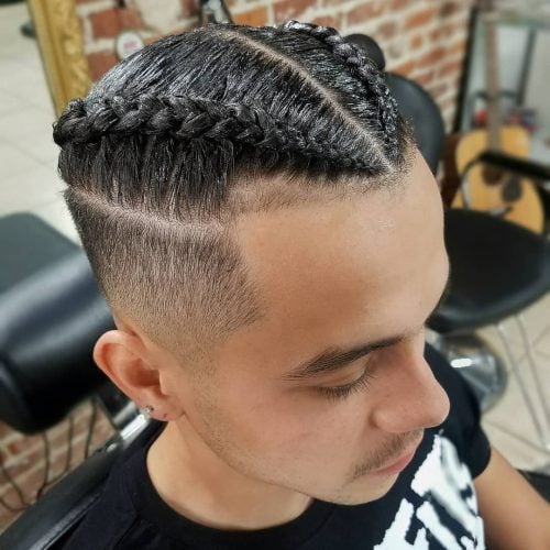 Dutch Braids with Taper Fade