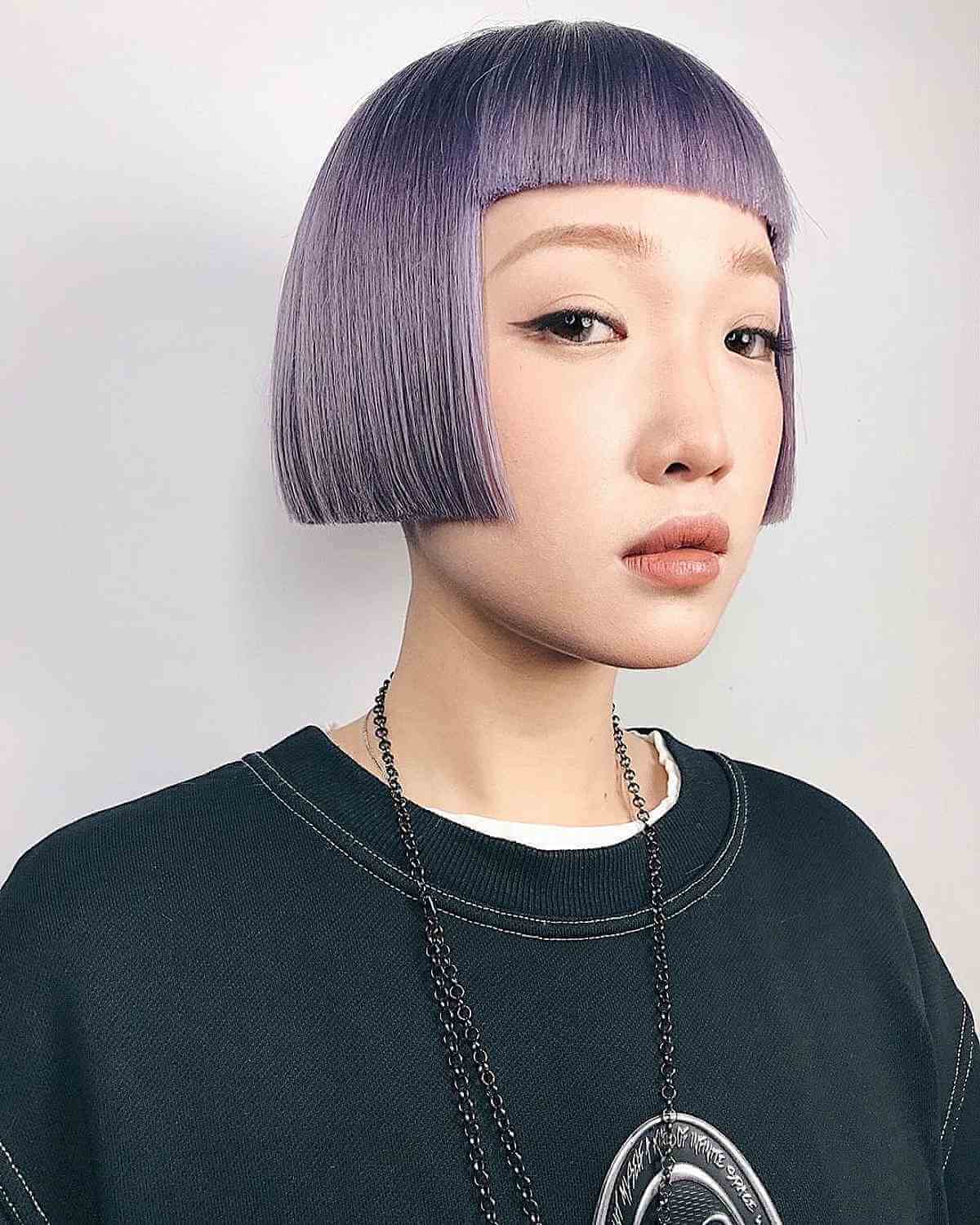 Ear-Length Blunt Bob with Blunt Bangs