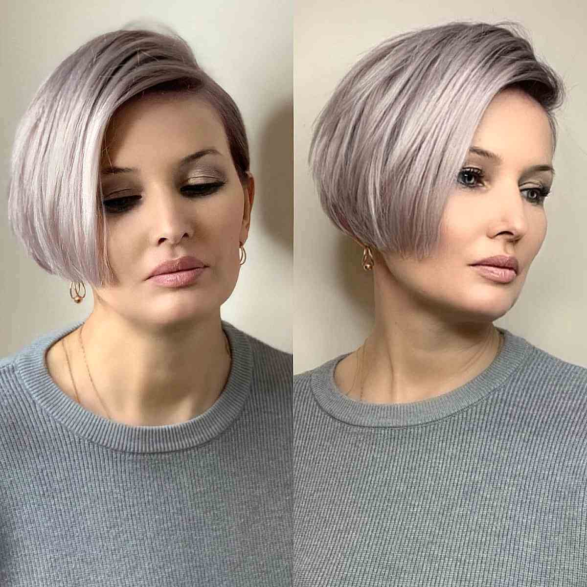 Ear-Length Deep Side Part on Asymmetrical Haircut