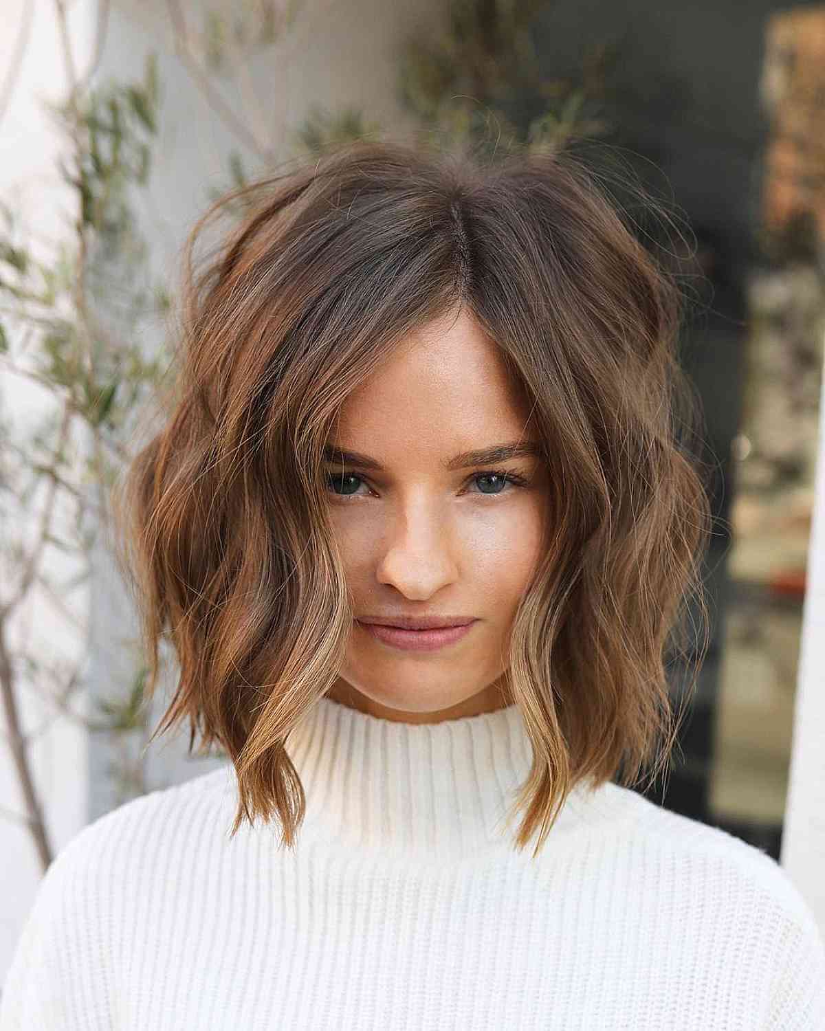 Easy Modern Textured Lob in Choppy Haircut