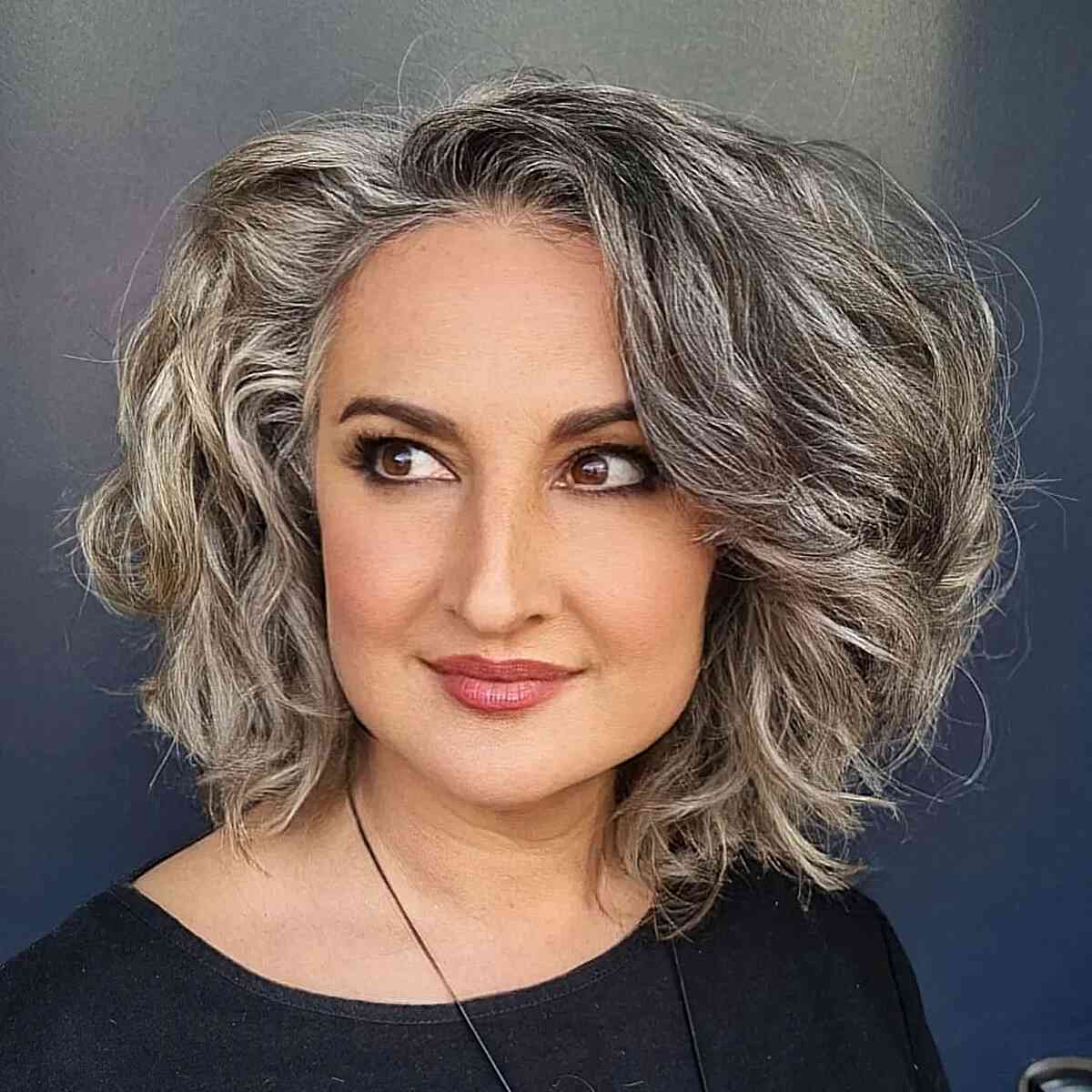 Elegant Gray Balayage Bob for Square Faces