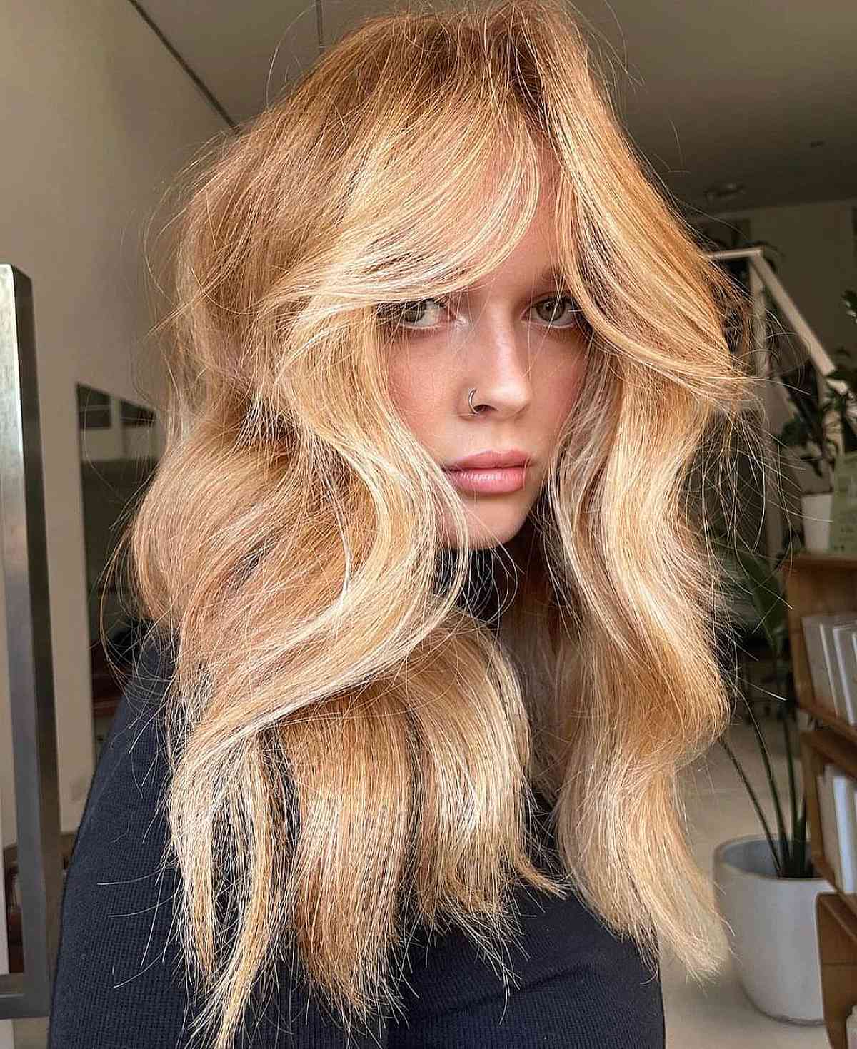 Face-Framing Golden Copper Balayage