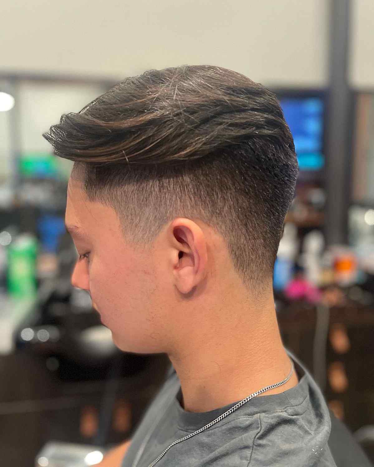 Faded Undercut with Medium Sleek Hair for Men