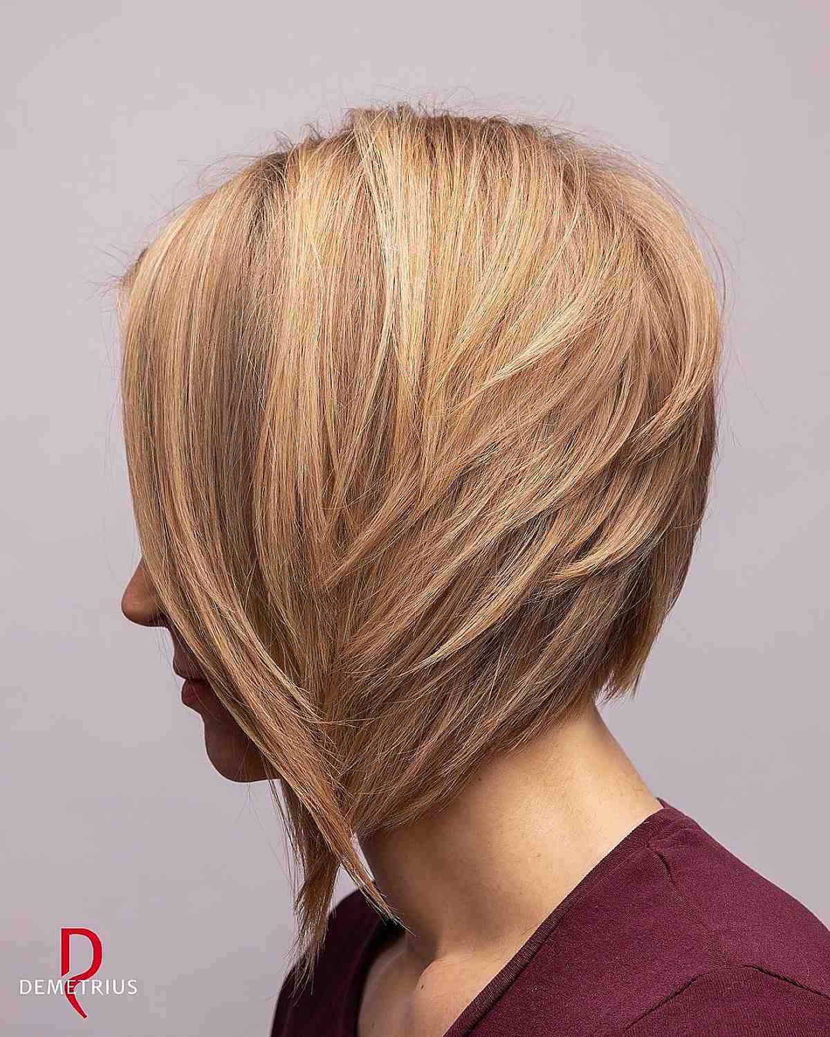 feathered layered short hair on a bob cut