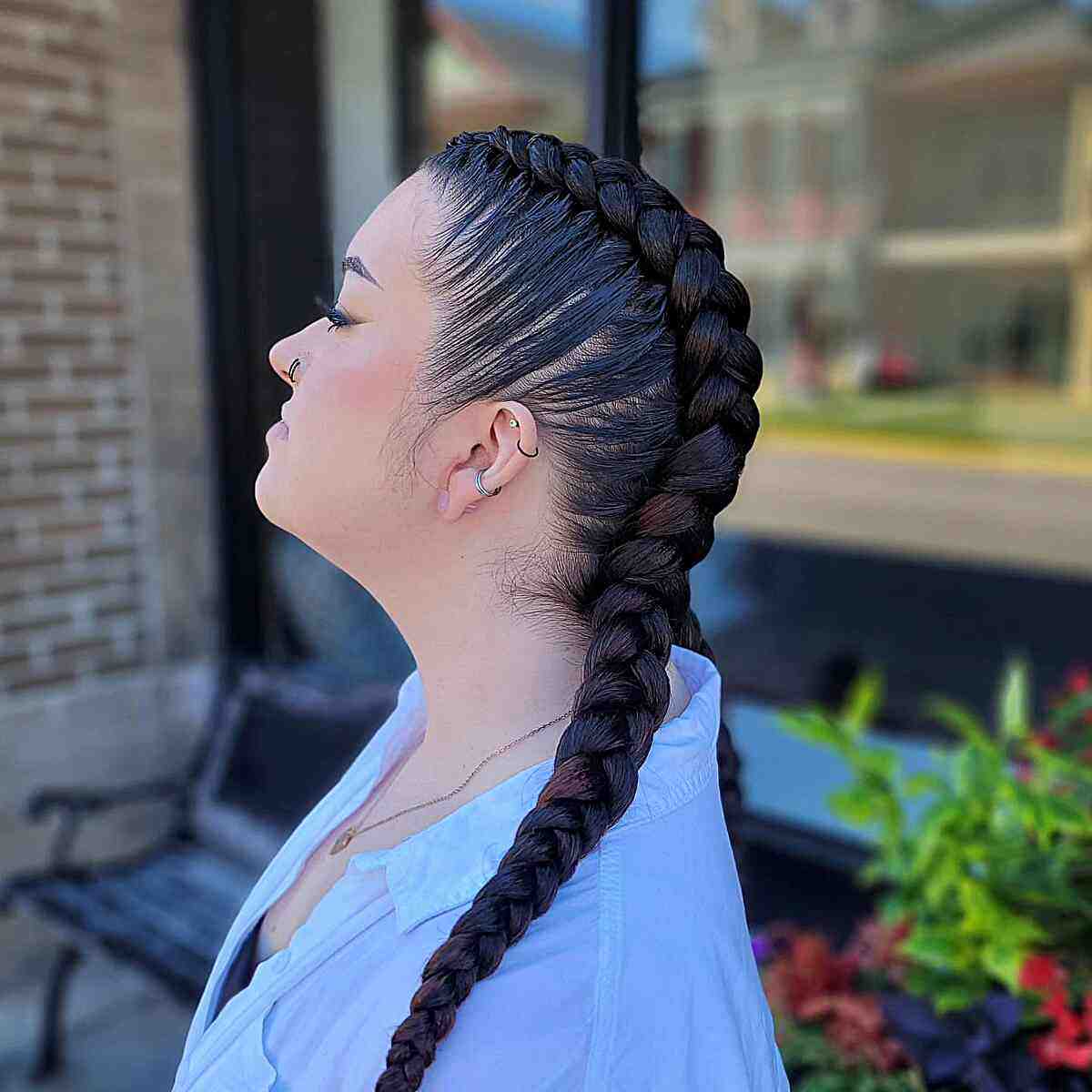 Long Feed-In Dutch Braid Style