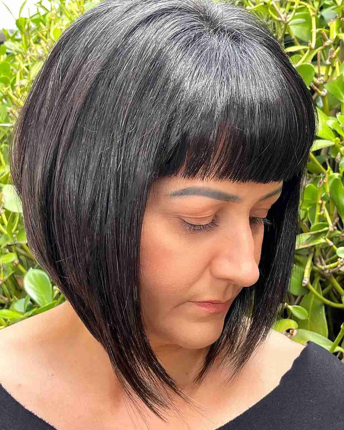 Futuristic A-Line Bob with Bangs