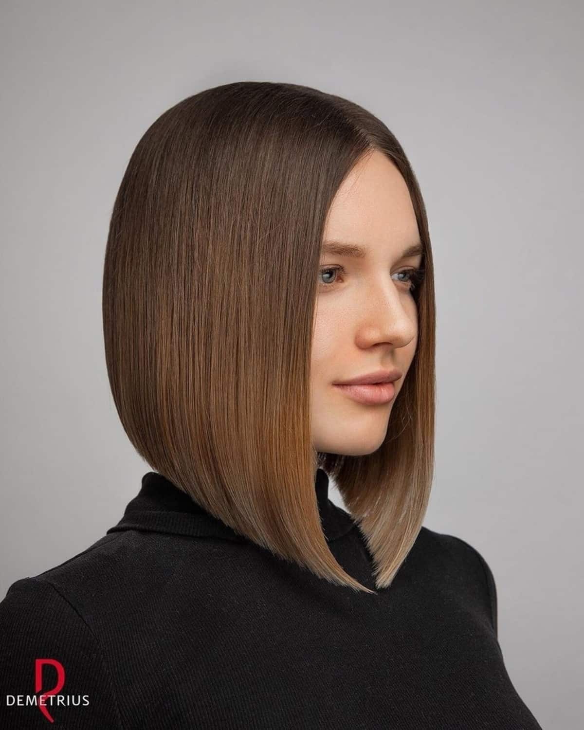 Glossy angled blunt bob