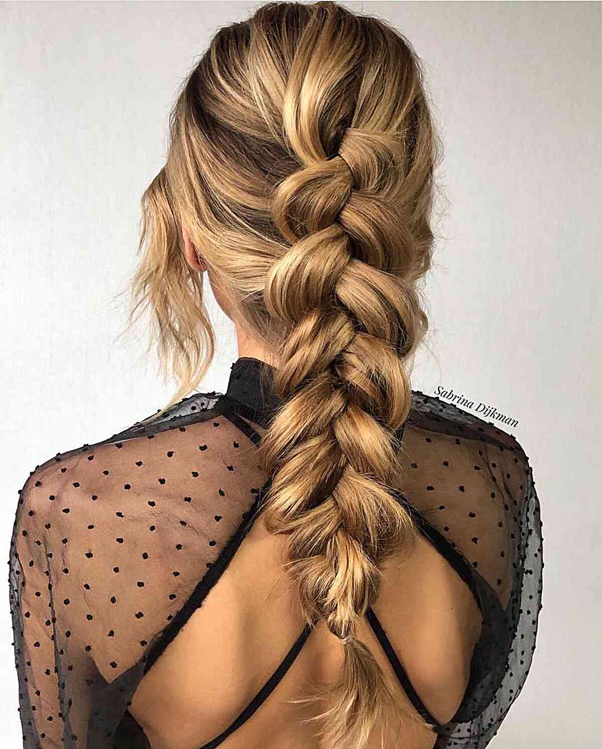 Mid-Long Golden Blonde Loose Dutch Braid