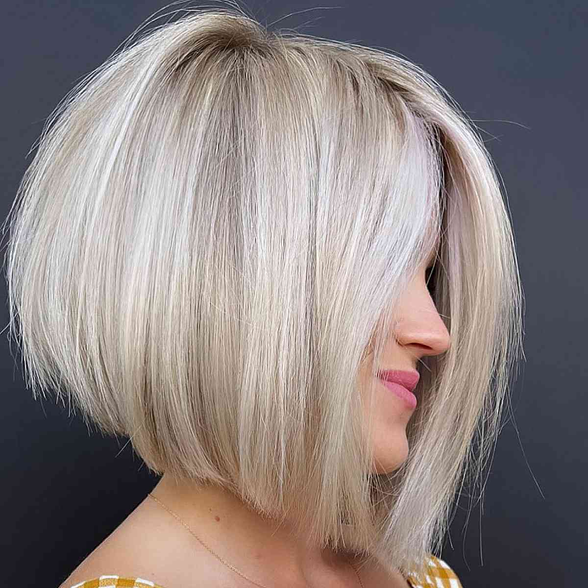 Gorgeous Light Blonde Angled Bob Cut