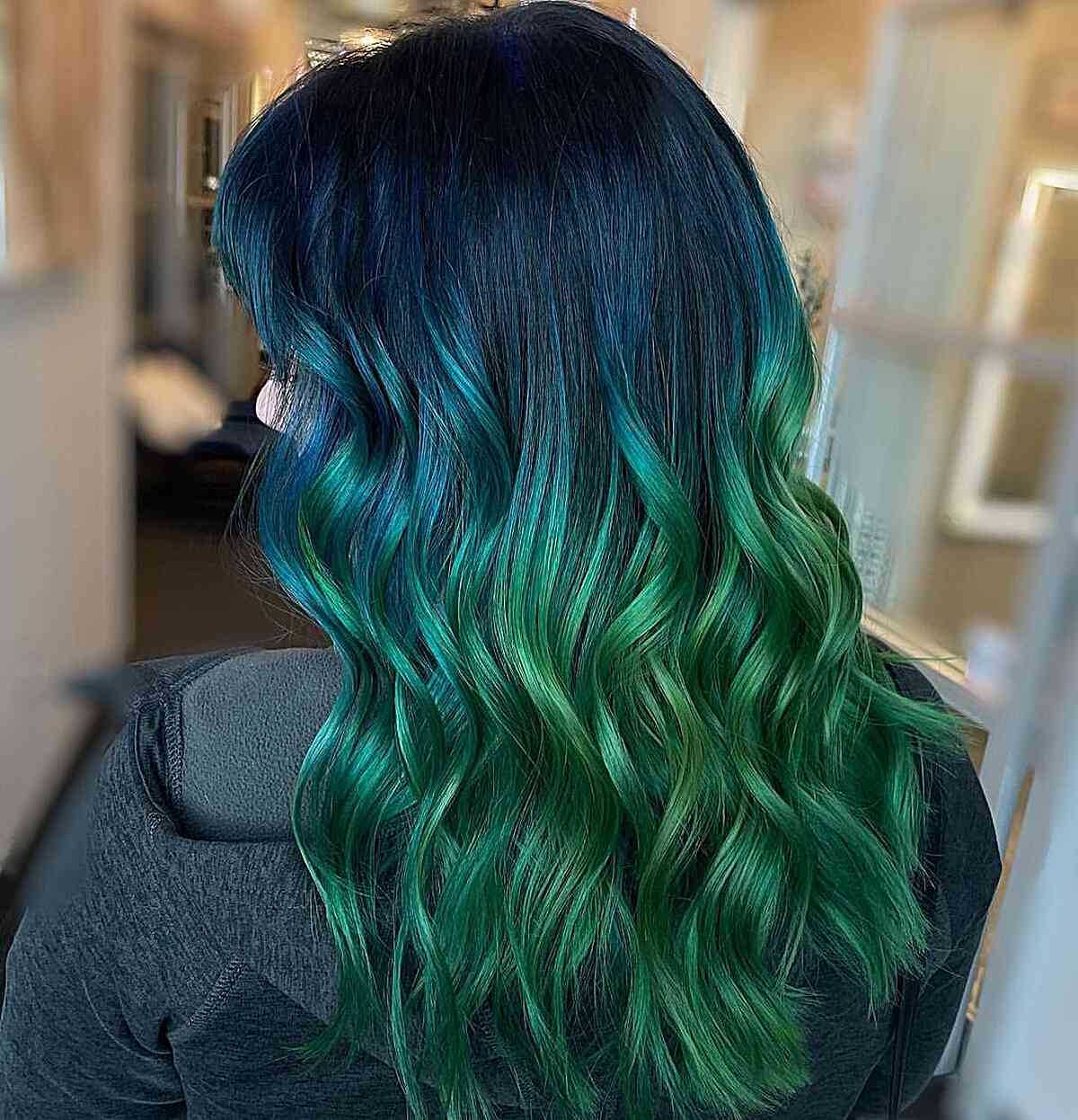 Green and Teal Mermaid Ombre Hair