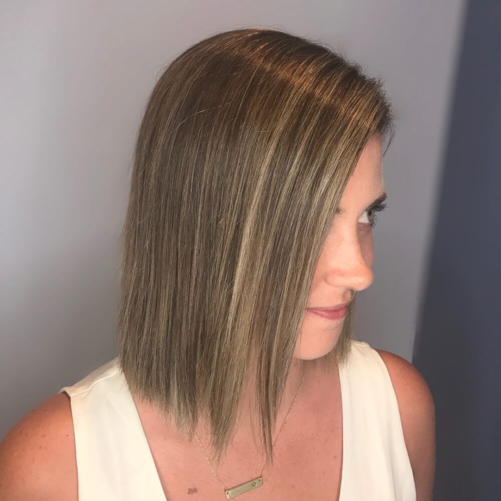 A unique lob for thin straight hair