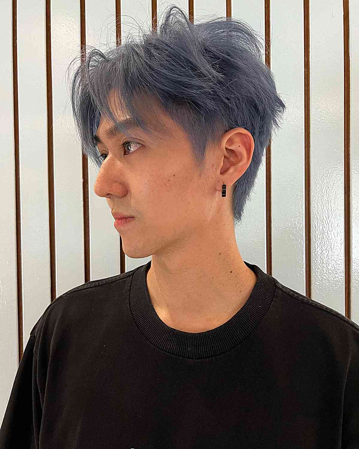 Kpop-Inspired Dark Grey Steele Hair Color for Men