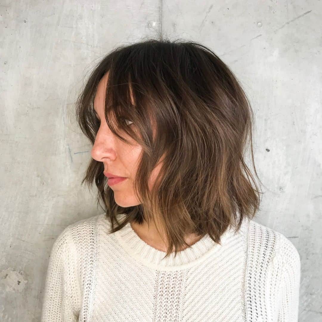 Layered Angled Bob for Fine, Wavy Hair