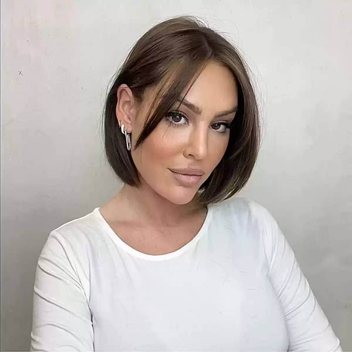 Chin-Length Layered Bubble Bob Style on Fine Hair