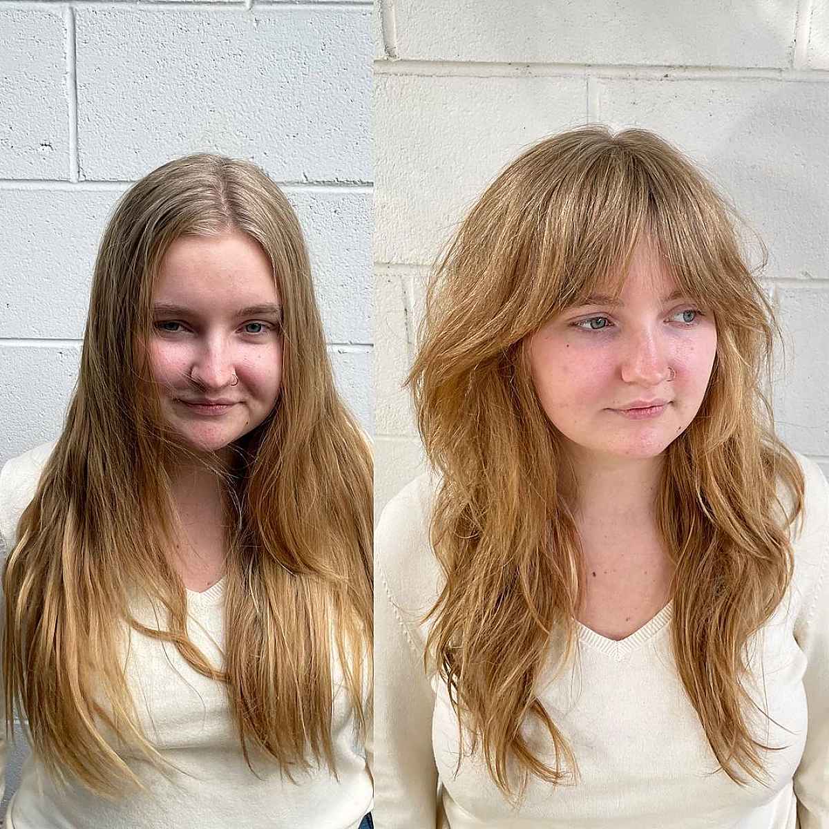 Layered Shag with Face-Framing Curtain Bangs