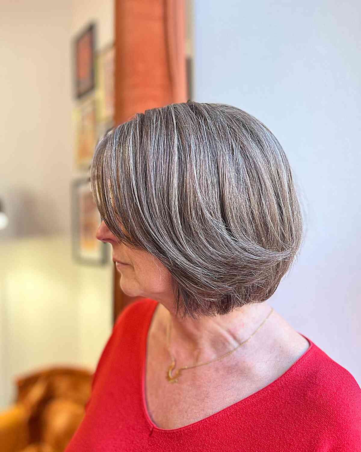 Light Grayish Brown Short Bob for Older Ladies