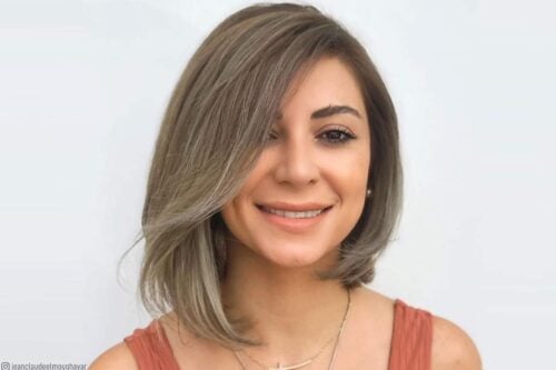 Long asymmetrical bob