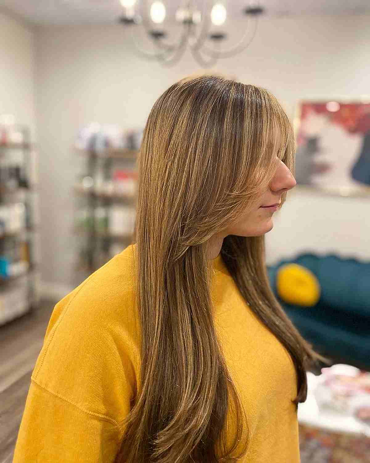 Trendy Long Curtain Bangs for Straight Hair