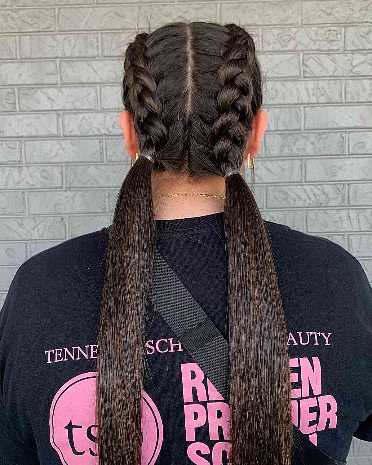 Long Dutch Braids with Low Pigtails