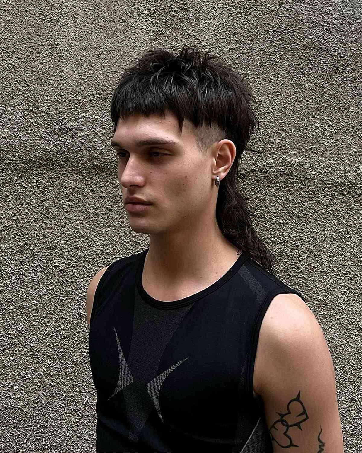 Long Mullet with Short Fringe and Short Side for Men