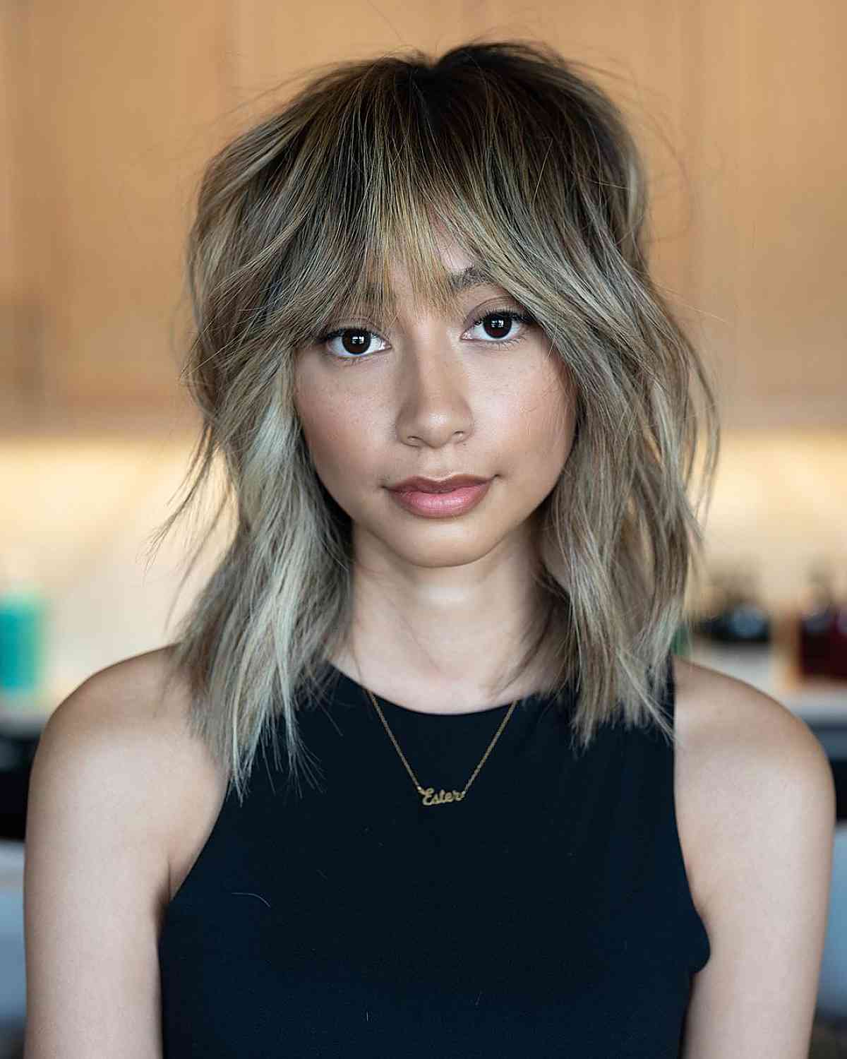 A Tousled Collarbone-Length Shag Haircut