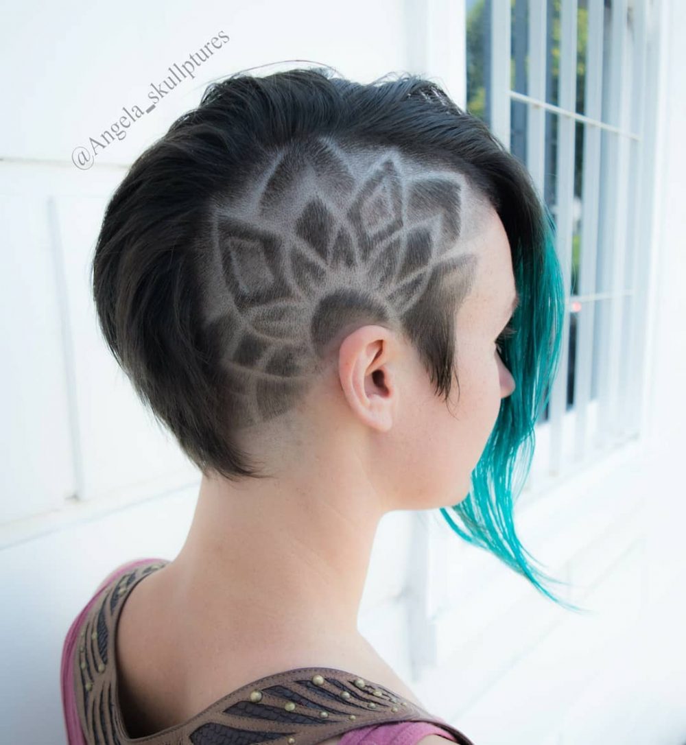 Mandala Undercut Design on Short Hair