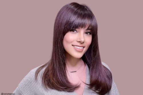 Medium length hair with bangs