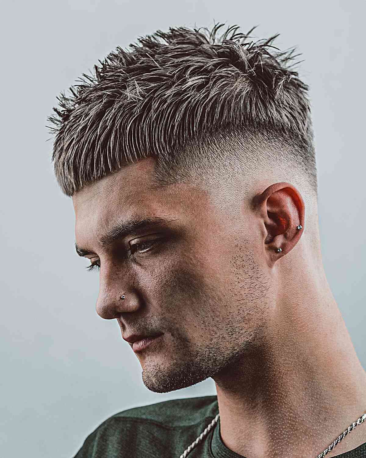 Mens short haircut french crop fade