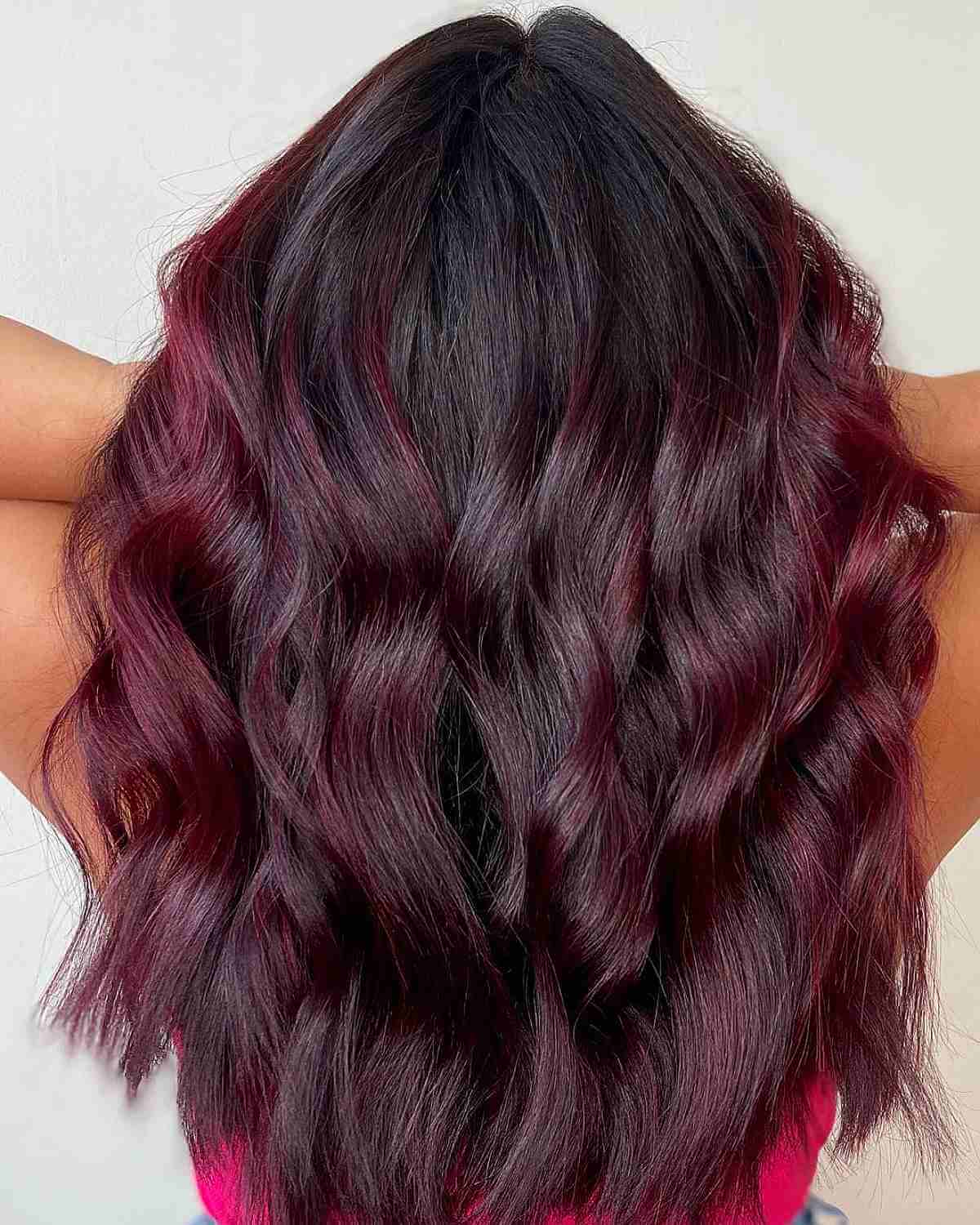 Merlot Wine on Dark Hair for the Fall Season