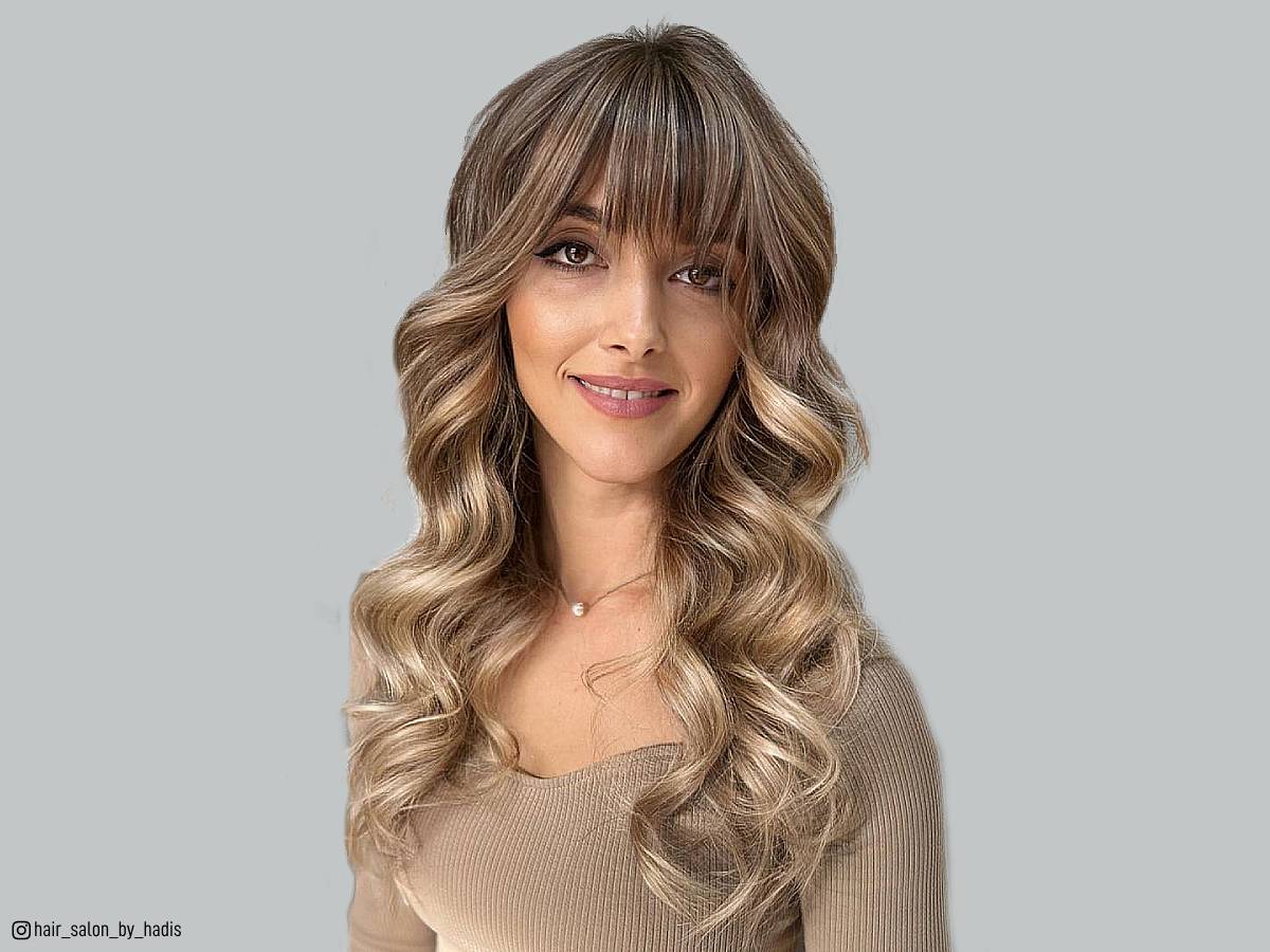 Lovely balayage with bangs